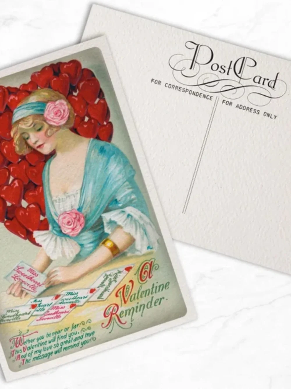 4-Pack of Vintage Retro Love Valentines Postcards - Brand New